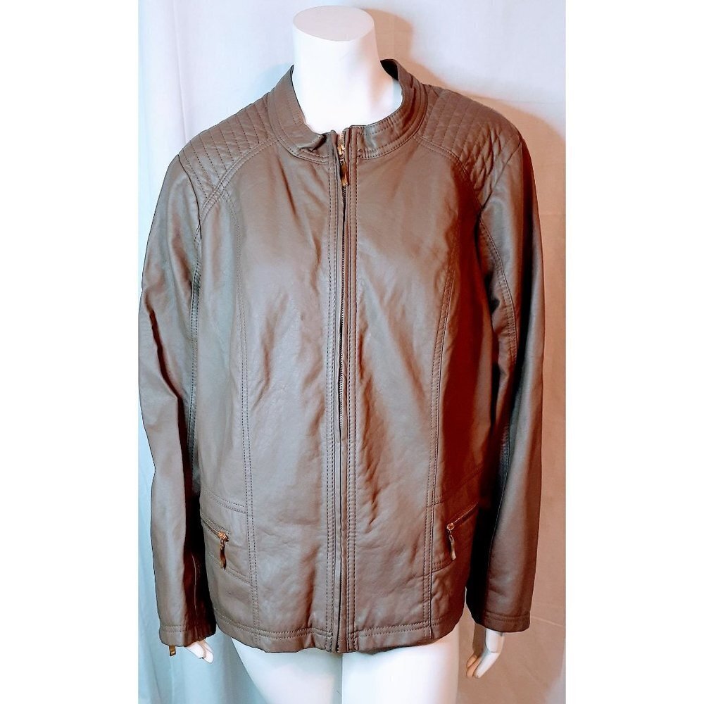 THERAPY TAN WOMEN FAUX LEATHER JACKET